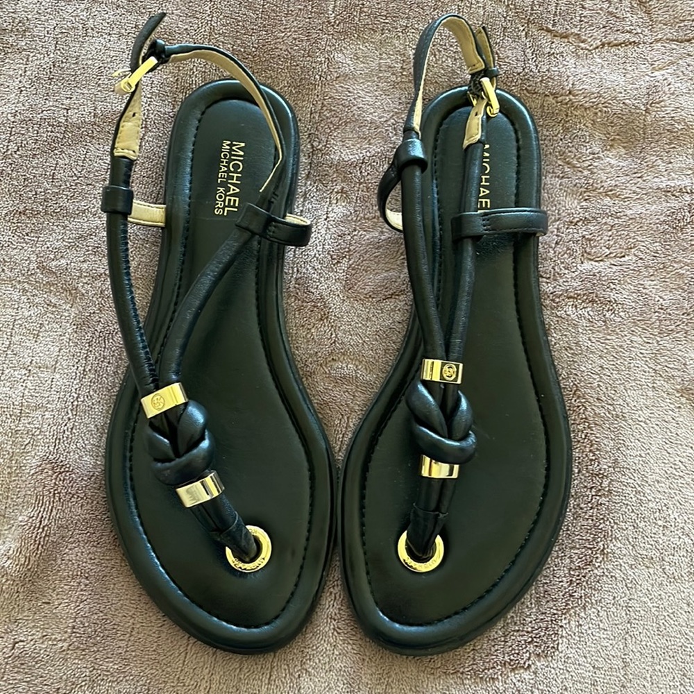 Micheal Kors Black and Gold Sandal